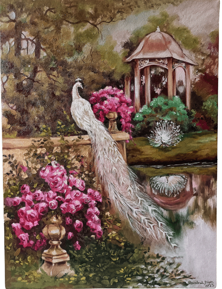 Peacock in the garden by Shakibul Islam