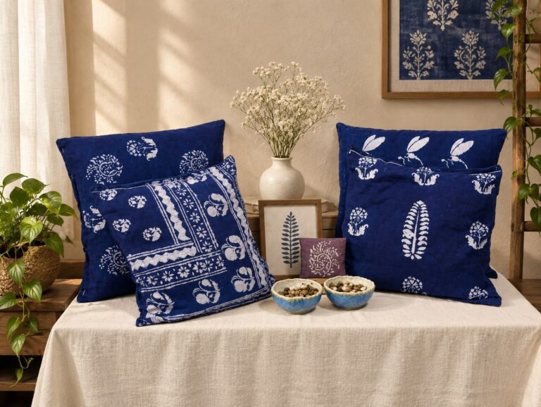 Dabu cushion cover by Ayushi Singh